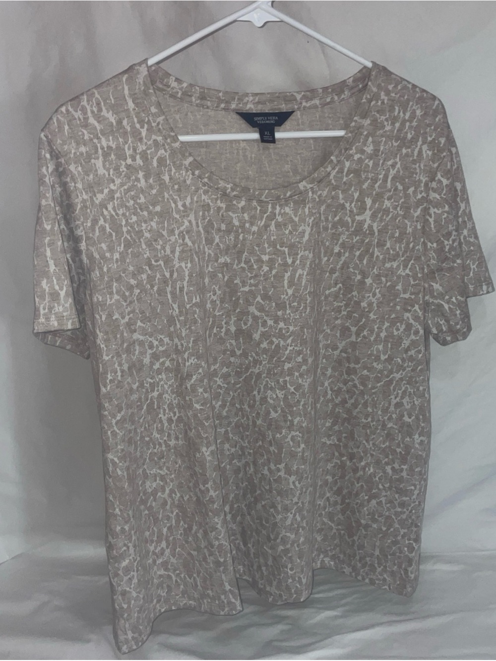 Simply Vera Vera Wang Neutral Beige Animal Print Top